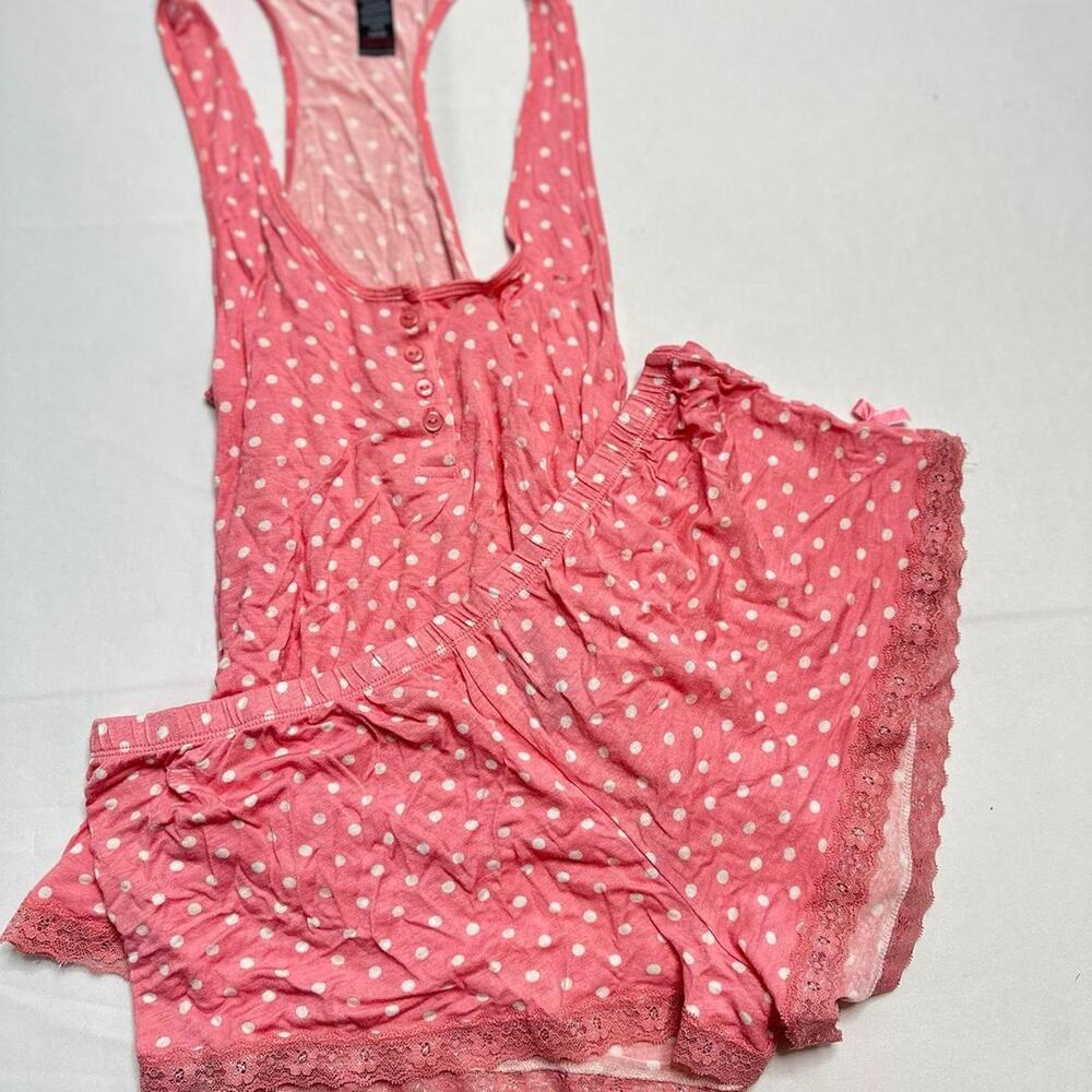 Velvet Kitten Size Large PJ Polka Dot Pink Bow Set
